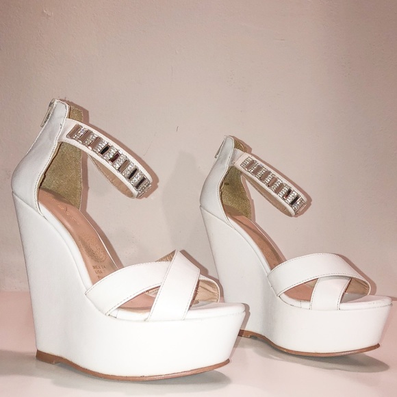 CRYSTAL ANKLE STRAP WEDGES - Picture 2 of 8